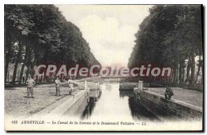 Postcard Old Abbeville Canal of the Somme and Boulevard Voltaire