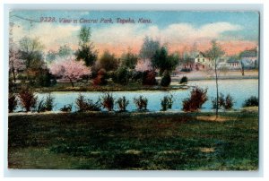 1913 View at Central Park, Topeka Kansas KS Antique Posted Postcard
