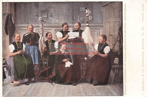 Native Ethnic Costume, Germany, Freiburg, Women Spinning Yarn