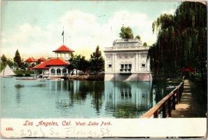 View of West Lake Park, Los Angeles CA c1909 Vintage Postcard B61