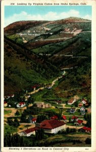 Vtg Looking up Virginia Canyon from Idaho Springs Colorado CO Postcard