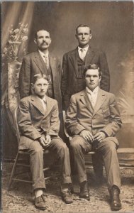 RPPC Four Handsome Men Studio Photo Postcard F22