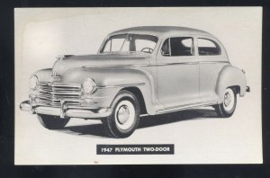 1947 PLYMOUTH TWO DOOR VINTAGE CAR DEALER ADVERTISING POSTCARD MOPAR