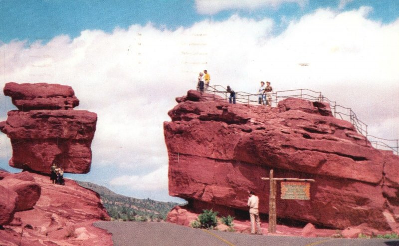 Vintage Postcard 1956 Balanced Rock & Steamboat Rock Roadway Colorado Springs CO