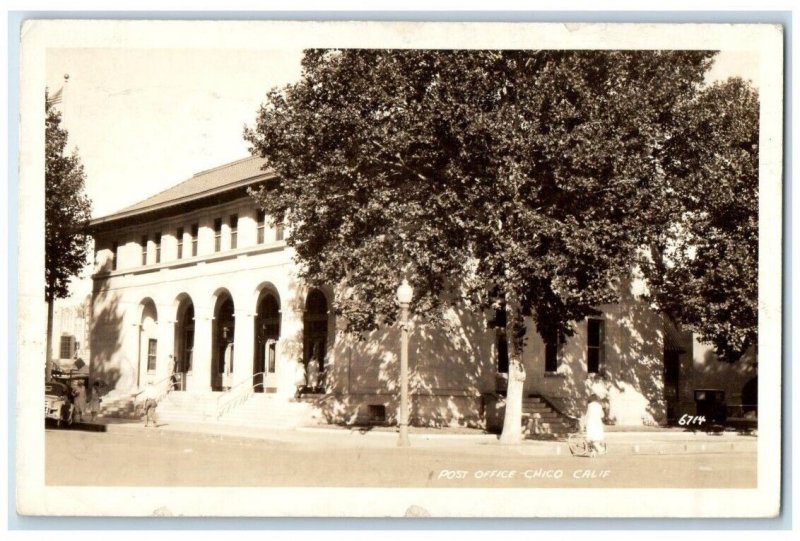 1939 Post Office Building View Chico California CA RPPC Photo Posted Postcard