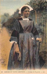 Breton Peasant Woman Folk Dress Brittany France 1910s postcard