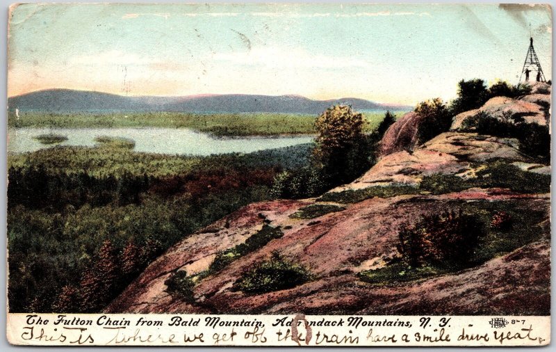 1908 Fulton Chain Bald Mountain Adirondack Mountains New York NY Posted Postcard