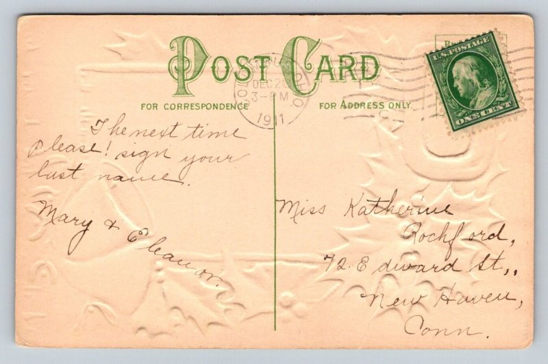 1911   Christmas Xmas Greetings  Postcard