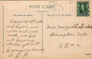 York Nebraska~Tiny Protected Trees in Line by Chautauqua Pavilion~Cupola~1909 PC 