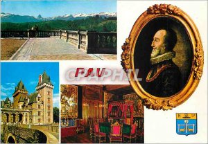 Postcard Modern Pau The Chaine des Pyrenees view of Entree du Chateau Bouleva...