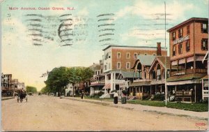 Ocean Grove NJ Main Avenue The Stratford c1912 Bloomfield Cancel Postcard G59