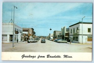 Baudette Minnesota MN Postcard Looking North Main Street Greetings c1960 Vintage