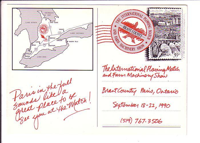 Paris in the Fall, Ontario, Special Pre-stamped International Plowing Match F...