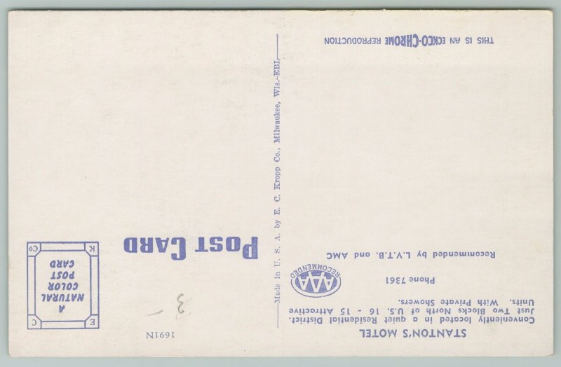 Wisconsin Dells~Stanton's Motel~Standard Chrome Postcard