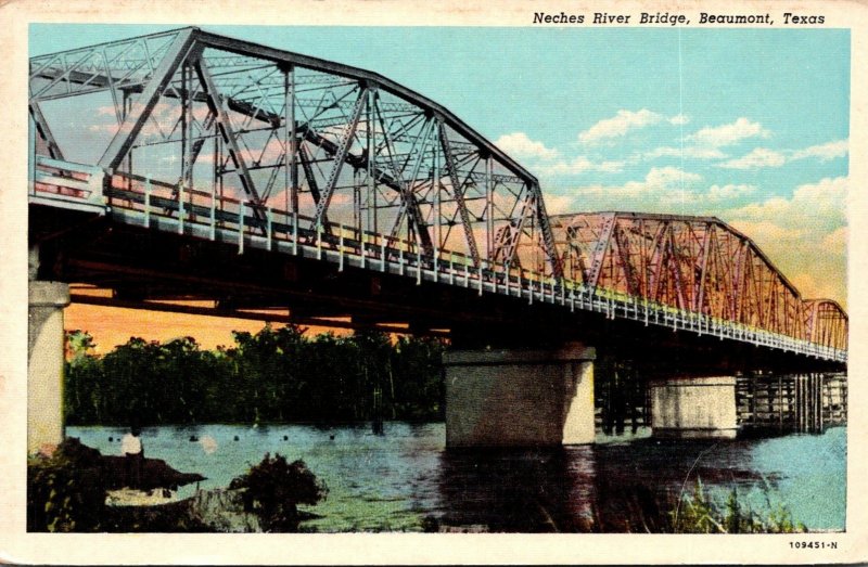 Texas  Beaumont Neches River Bridge 1944 Curteich