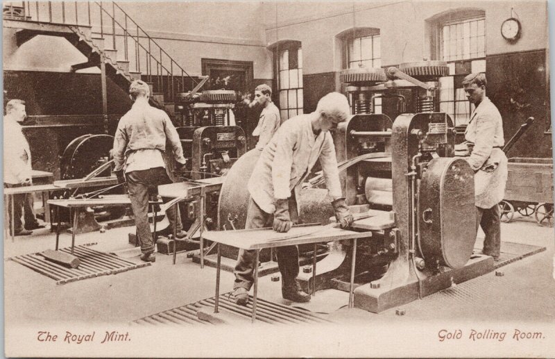 The Royal Mint Gold Rolliing Room London England Unused Wrench Postcard G68