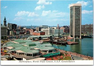 VINTAGE CONTINENTAL SIZE POSTCARD HARBOR PLACE WORLD TRADE CENTER BALTIMORE MD