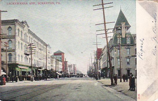 Pennsylvania Scranton Trolleys On Lackawanna Avenue 1907
