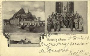 siam thailand, BANGKOK, Temples, Siamese Bonzes (1900s) Postcard