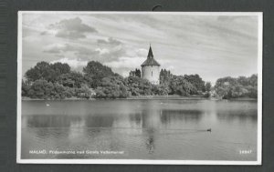 1954 Post Card Malmo Sweden The Old Water Tower Next To The Pond