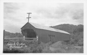 J75/ Bartonsville Vermont RPPC Postcard c1950s Covered Bridge 178