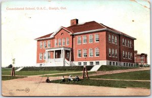 Postcard Guelph Ontario c1911 Consolidated School O.A.C. *as is*