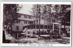 c1920's Ervin Hotel & Restaurant Tippecanoe Lake View Leesburg Indiana Postcard