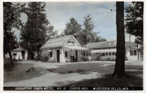 F90/ Winsconsin Dells Wisconsin RPPC Postcard c40s Hogarth's Cabin Motel