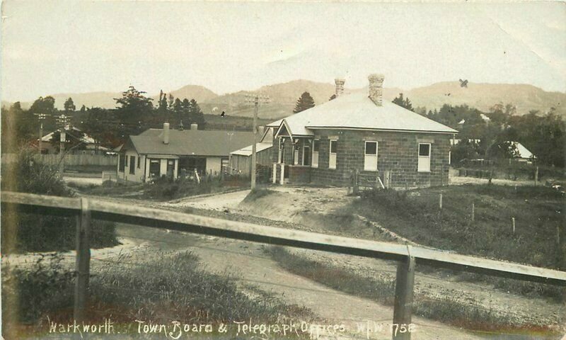 1913 Warkworth New Zealand Town Board Offices RPPC Photo Postcard 10986