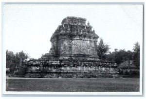 c1930's Candi Mendut Buddhist Temple View Java Indonesia  RPPC Photo Postcard