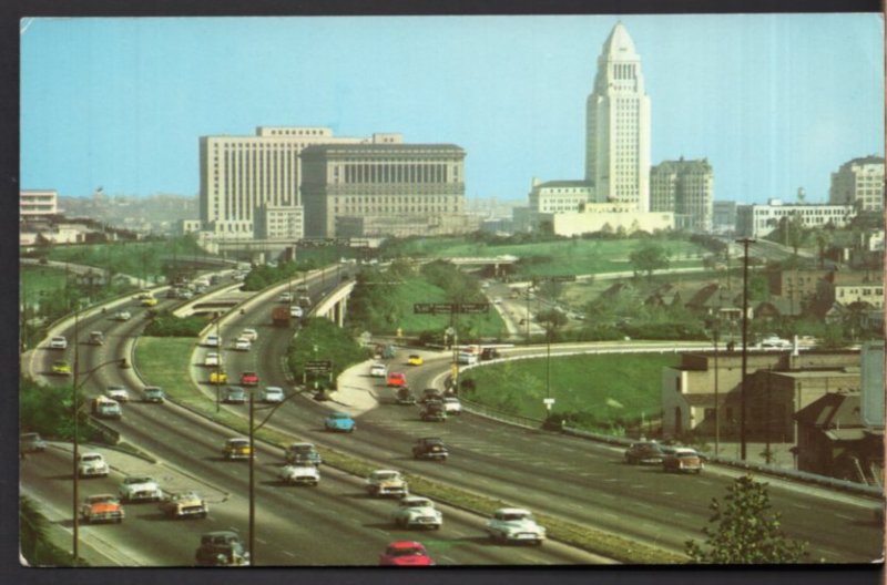 California LOS ANGELES Hollywood Freeway looking towards Civic Center cars - C