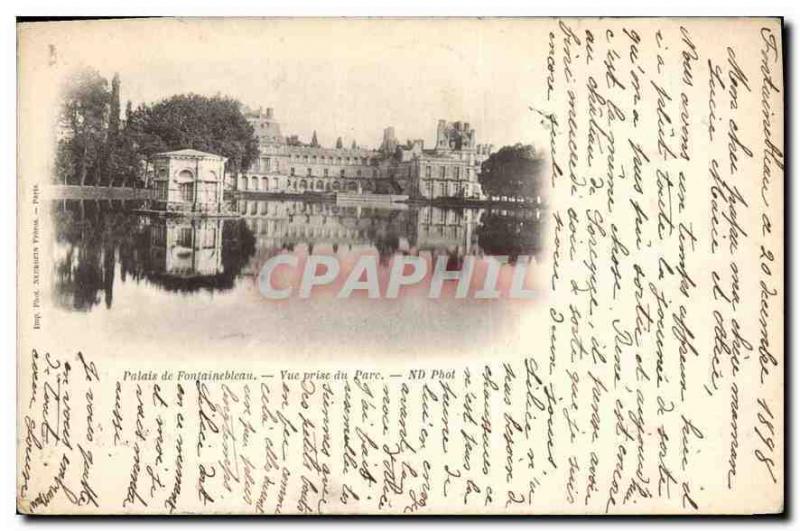 CPA Palais de Fontainebleau vue prise du Parc Carte 1898