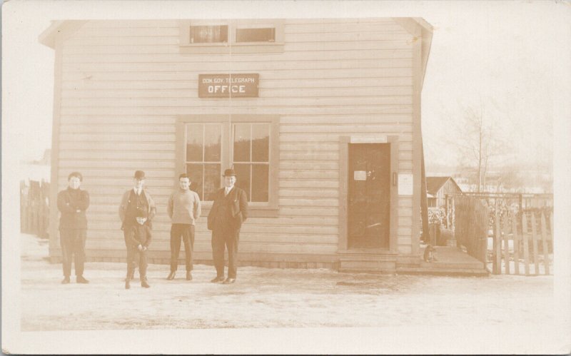 Hazelton BC Government Telegraph Office Men & Boy WW Wrathall RPPC Postcard G73