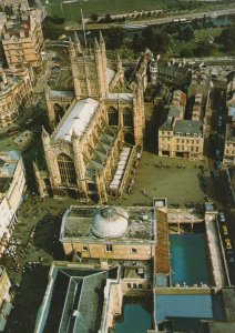 Somerset Postcard - Aerial View of Bath - Roman Baths, Pump Room & Abbey  RR8503