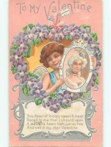 Divided-Back CUPID VALENTINE SCENE Cute Postcard W7716