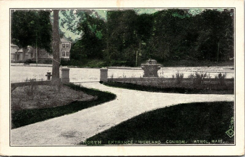 North Entrance Highland Common Athol Massachusetts MA WB Postcard VTG UNP Unused 