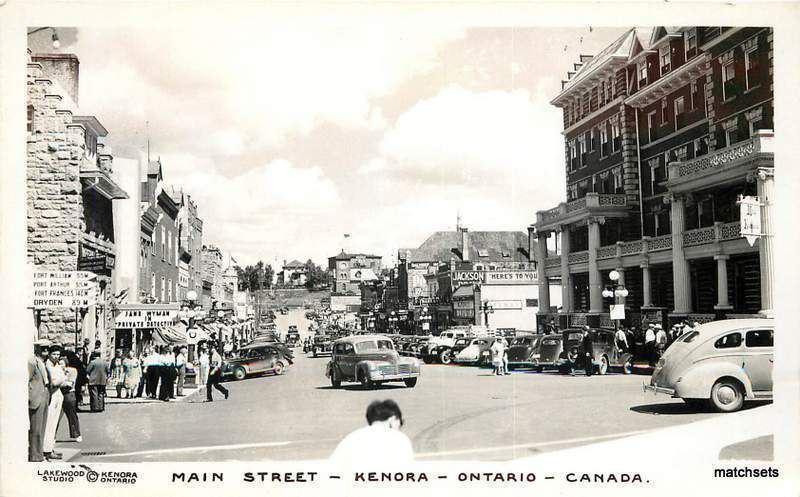 Main Street Kenora automobiles ONTARIO, CANADA RPPC Postcard 13056