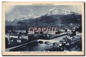 Old Postcard Grenoble General view and the Massif du Moucherotte