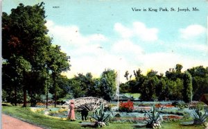 1910s View in King Park St. Joseph Missouri Postcard
