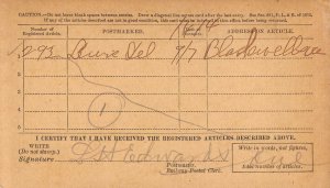 BLACKWELLS VIRGINIA PSTMK~U S POSTAL REGISTERED PACKAGE RECEIPT CARD 1914