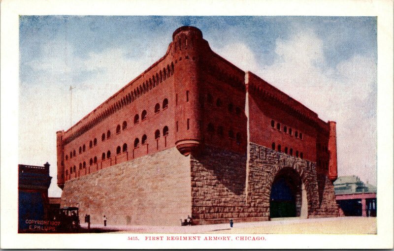 Vtg 1907 First Regiment Armory Chicago Illinois IL Postcard