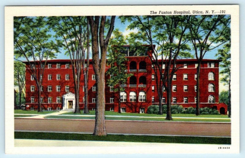 3 Postcards UTICA, NY ~ Street Scene, Faxton Hospital, St. Elizabeth's Hospital