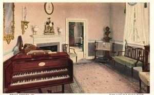 Vintage Postcard 1920's View of Ms. Custis's Music Room Mt. Vernon Virginia VA