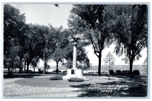 Guttenberg Iowa IA RPPC Photo Postcard Ingleside Park Monument c1950's