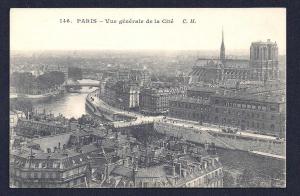 Paris birdseye view Notre Dame & River France unused c1911