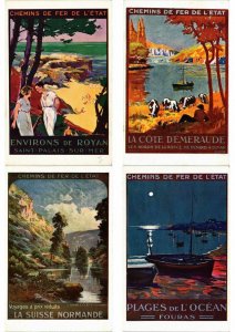 ADVERTISING TRAINS, CHEMIN DE FER POSTER STYLE 33 Vintage Postcards (L2735)