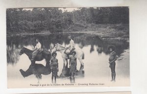 PAPUA NEW GUINEA,  c1910 ppc., Crossing Kubuna River, Sacred Heart Fathers