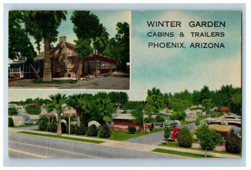 c1940's Winter Garden Cabins & Trailers Street View Phoenix Arizona AZ Postcard 