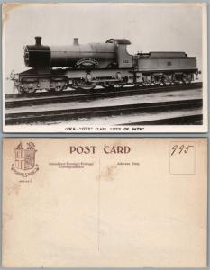 BRITISH RAILROAD G.W.R. CITY CLASS TRAIN ANTIQUE REAL PHOTO POSTCARD RPPC