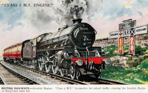 Class 5MT Engine Train Crossing The Scottish Border Postcard